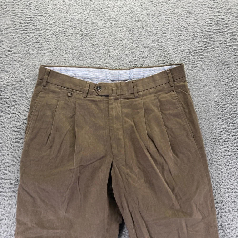 Façonnable Pant Mens 38x28 Brown Cotton Dress Straight Business Preppy Office